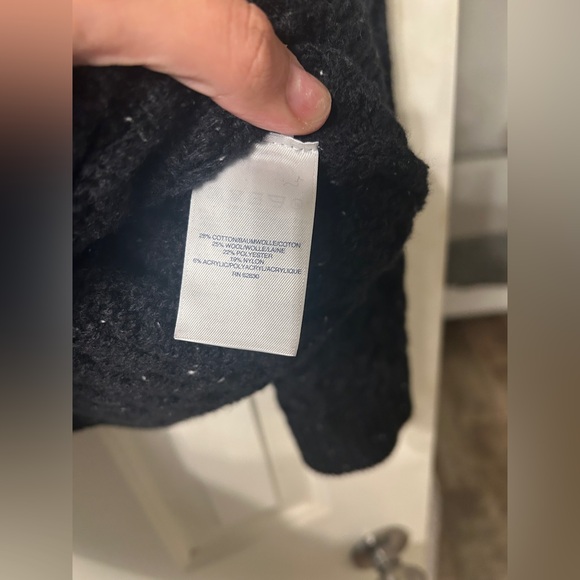 Land's End Wool Blend Chunky Fisherman Cable Knit Speckled Turtleneck Sweater - Picture 4 of 6